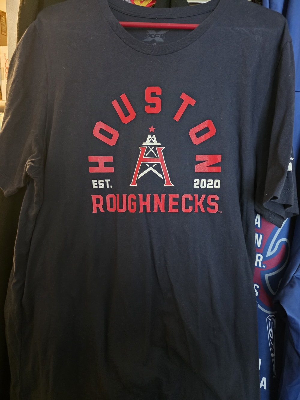 Houston Roughnecks Men's Navy Blue Graphic Tee